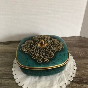 Vtg Embossed Western Germany Metal Lidded Container